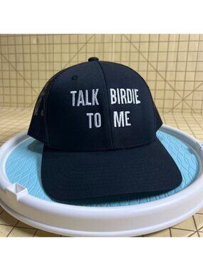 Talk Birdie To Me Black Trucker Hat Snapback Adjustable Mesh Back Embroidered Go